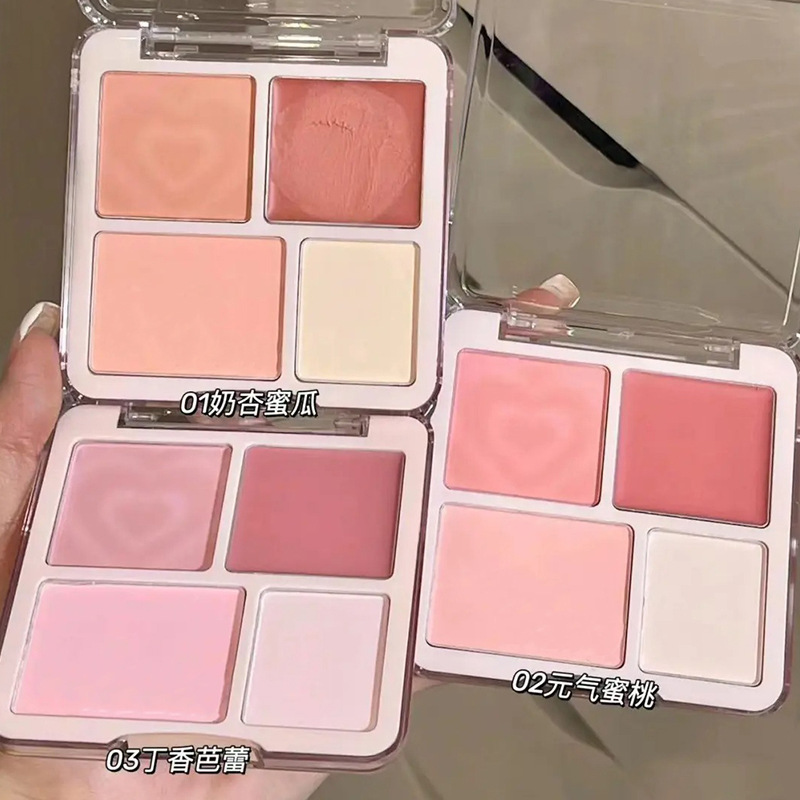 Mgl Korean-Style Atmosphere Four-Color Blush Highlighter Palette Matte Shrinkage Expansion Color Brightening Face Contouring Palette