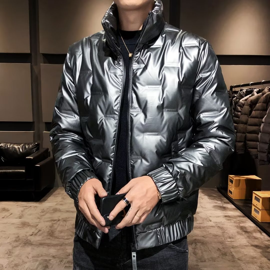 亮面棉衣羽棉服男士韩版修身短款轻薄2023年冬季棉袄立领休闲外套