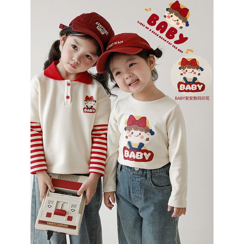 WULIB ONE GIRLS ANAN 시리즈 세트 겨울 귀여운 소녀의 코트 캐주얼 스웨트 셔츠 어린이 티셔츠 바지