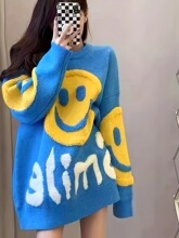 F 71481 Oversized Smiley Knit Sweater ����Ц��ë�� �羳