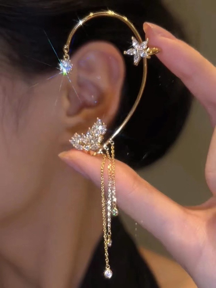 Fairy Style Geometric Copper Plating Rhinestones Ear clips 1 Piece