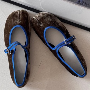 Genuine Suede Korean-style Niche Pig-toe Ballet Flat Shoes with Mary Jane Single-layer Shoes Women's Summer and Autumn