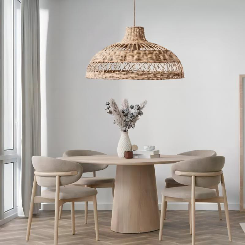 Estilo nórdico cama y desayuno pastoral creativo ratán araña hotel restaurante té retro hecho a mano ratán pantalla LED Luz