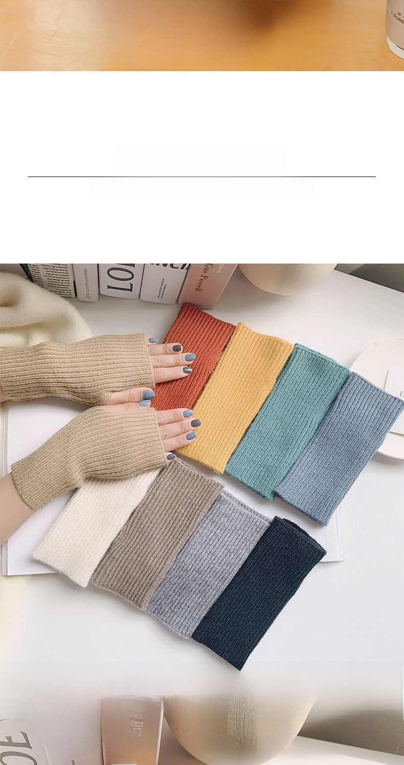 Gants automne et hiver chauds demi-doigts en laine tricotée gants mode tout-match clavier Internet célébrité unisexe bracelet mode_voghion.com