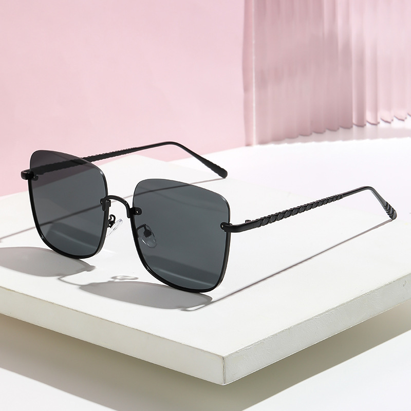 Gafas de Sol Retro de Medio Marco Metal y PC Protección UV para Conducción y Viajes