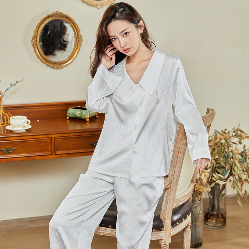 Outside wear temperament pajamas women's long sleeve suit spring and autumn washing thin ladies silk Ice Silk Home clothing a generation of hair
