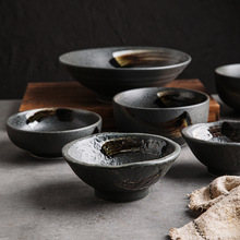 创意日式磨砂釉下石纹拉面碗陶瓷面碗复古大号商用泡面汤碗沙拉碗
