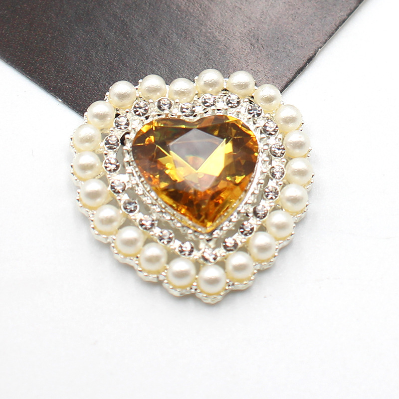 27mm銀色桃心真珠花盤合金部品diy髪飾り花盤ドリル頭飾りアクセサリー部品