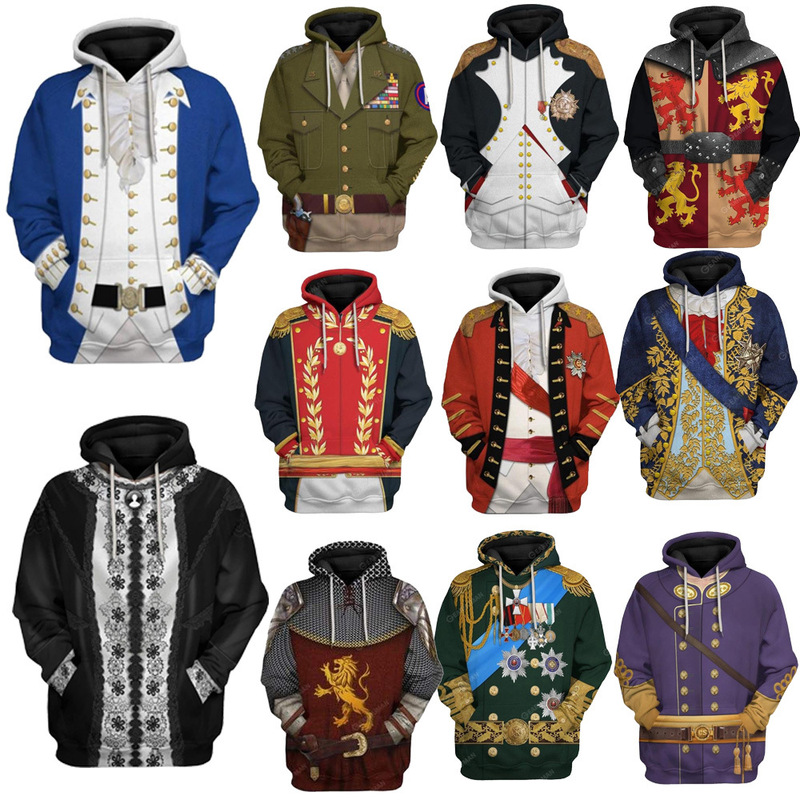 Cross-border hot sale historical figure series sweater 3D digital printing hooded pullover Cosplay same coat Cross-border hot sale historical figure series sweater 3D digital printing hooded pullover Cosplay same coat