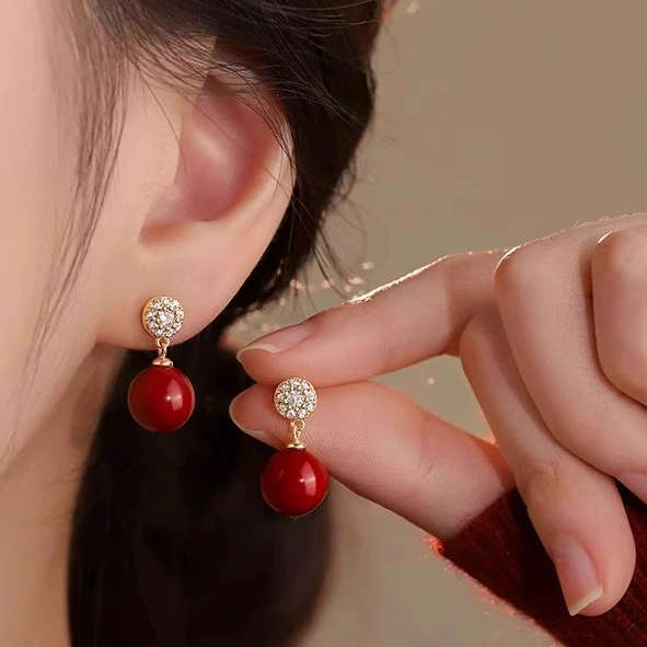 Заушные серьги из жемчуга, мушковая бусинка, серьги без прокола, французский стиль, легкая роскошь, стиль высокого качества