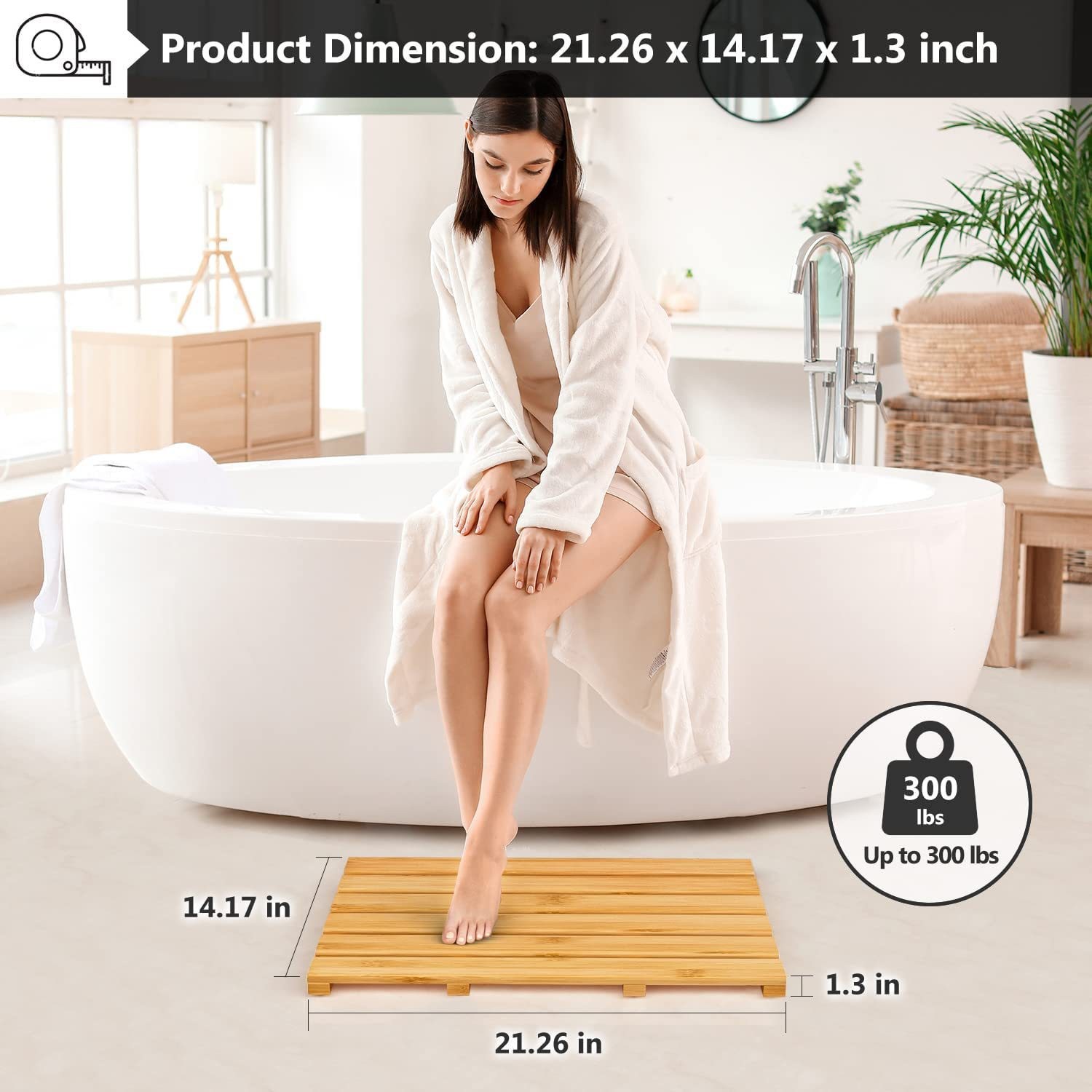 Alfombrilla antideslizante para baño de bambú, alfombrilla para baño, alfombrilla para baño, pedal impermeable, alfombrilla para baño