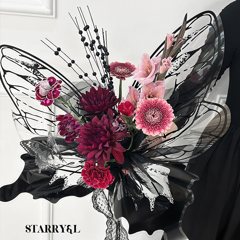 懒猫水晶蝶造型玻璃纸网红款鲜花包装纸蝴蝶包花纸花店花艺资材