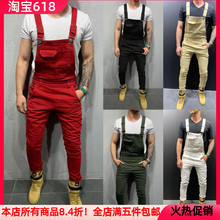 New style overalls slim slimming men's trousers男长裤背带裤
