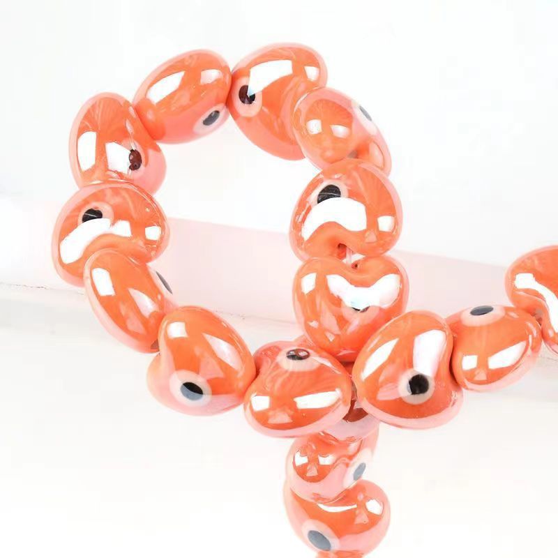 17g Weight Beads Jewelry Making Type DIY Jewelry Accessories Classification 10 PCS/Package Quantity ceramics Material Heart Shape Pattern Printing Design Cute Style 10 PCS/Package Ceramics Heart Shape DIY Jewelry Accessories Beads 5