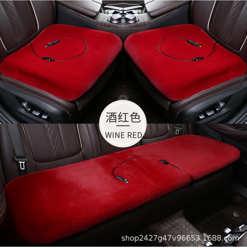 Wholesale car heating cushion winter rabbit plush seat cushion warm thick square cushion speed thermoelectric heating car seat cushion