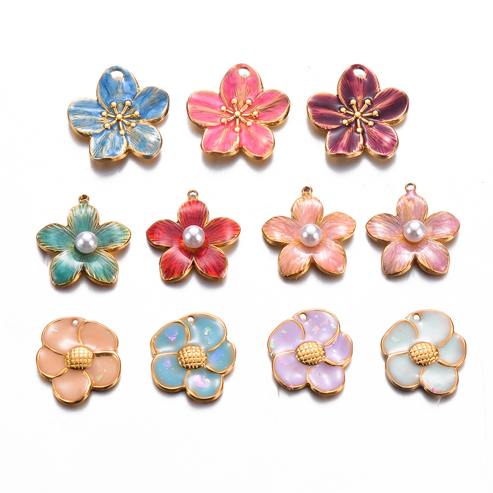 Pendant Jewelry Making Type DIY Jewelry Accessories, Bracelets Classification 1 Piece 304 Stainless Steel PVD Coated Flower Petal Pendant DIY Jewelry Accessories Bracelets