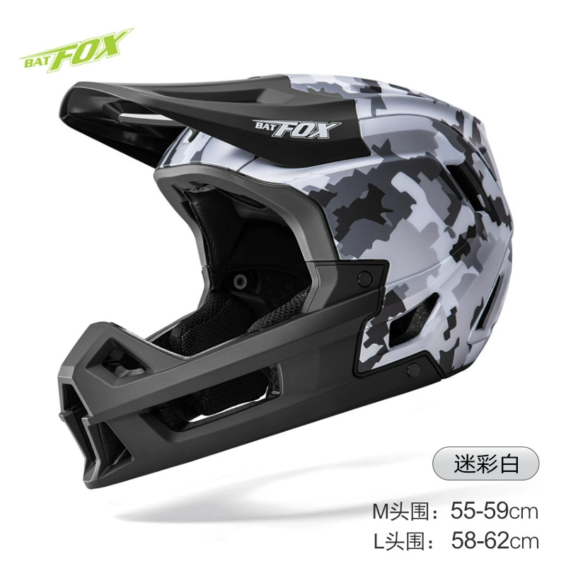 Полулицевая BMX-каска BATFOX для взрослых и подростков, камуфляжный рисунок, размеры M/L