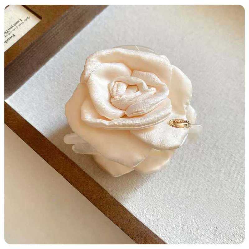 超仙山茶花抓夹氛围感缎面花朵发抓半扎盘发夹子后脑勺发爪发饰品|undefined