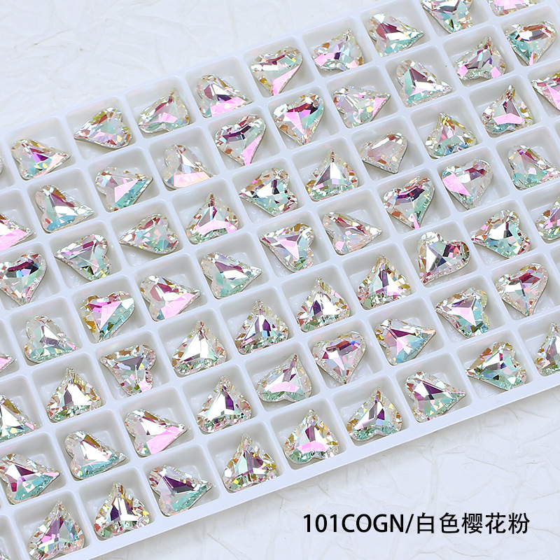 東州クリスタル 8*9 ミリメートル新しい小さな斜めハート型の輝くネイルアートダイヤモンド高品質 K9 ガラスダイヤモンド模造ファーザー DIY ジュエリーアクセサリー|undefined