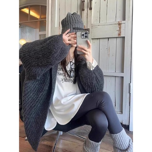 Gold Luster Official Image【+Original Version Method】Lazy Style Letter Long Sleeve T-Shirt for Women as Inner Layer Base Shirt Loose