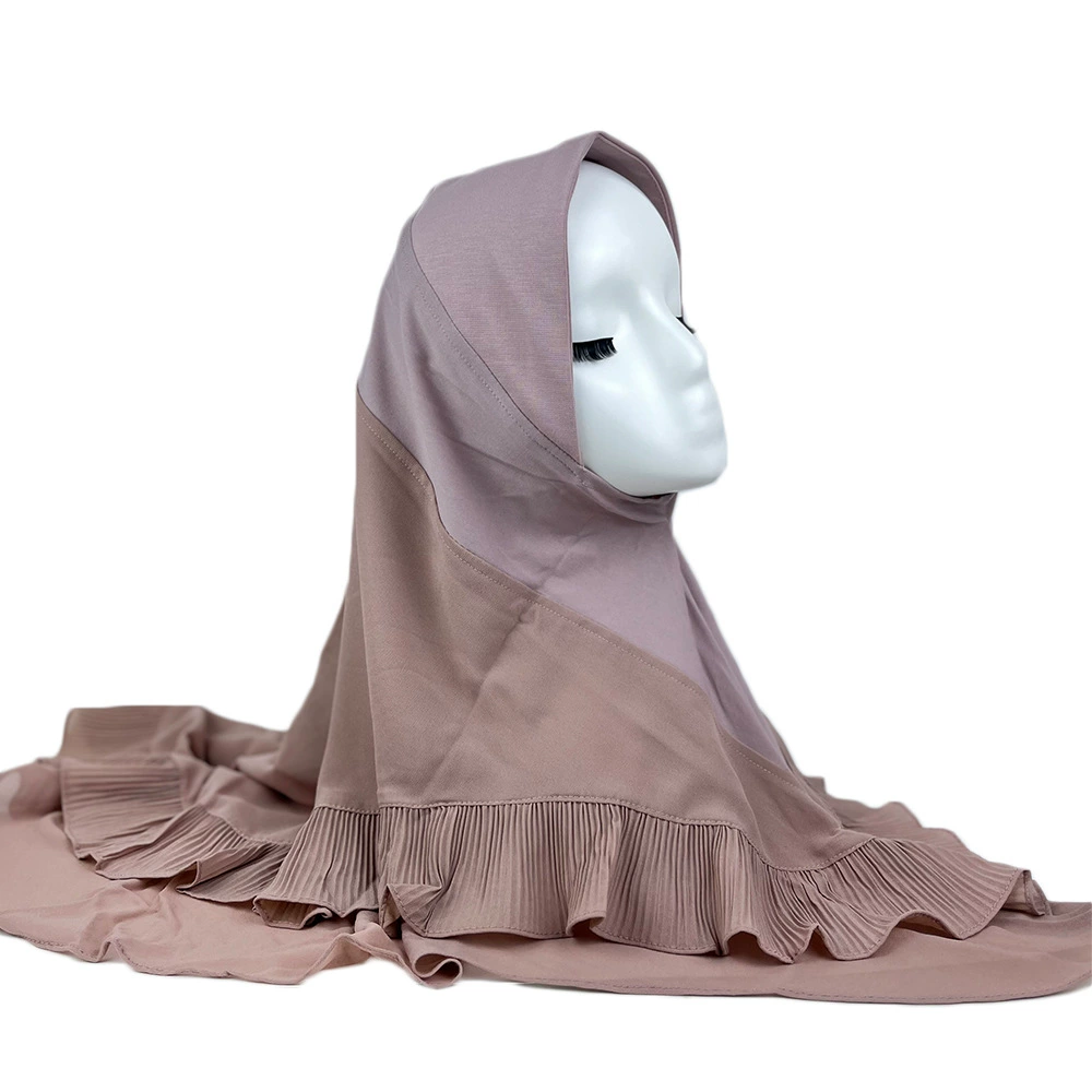 Кросс-бордер двойной слой складчатый платок из chiffon однотонный женский головной убор удобная шляпа от солнца для головы hija scarf
