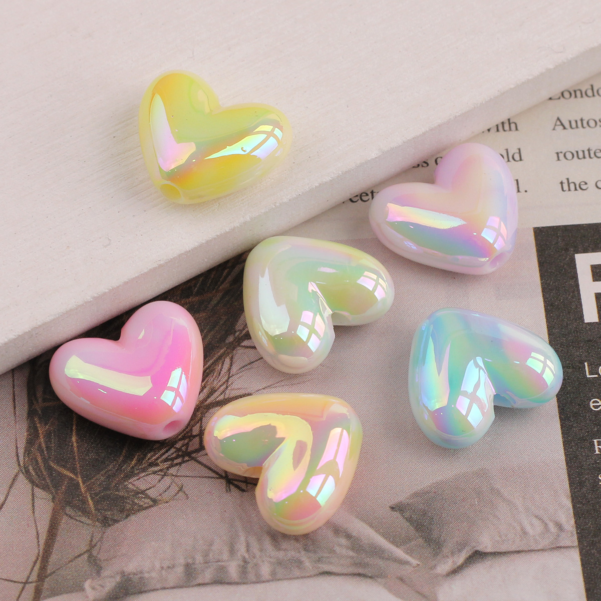 2g Weight Beads Jewelry Making Type DIY Ornament Accessories Classification 1 Piece Quantity Acrylic Material Heart Shape Pattern All Seasons Season Plating Design Simple Style Style 1 Piece Acrylic Heart Shape Beads DIY Ornament Accessories 2