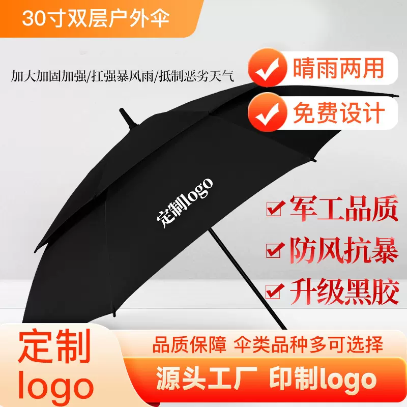 批发代发30寸全纤维高尔夫伞礼品伞自动长柄伞商务广告雨伞定制