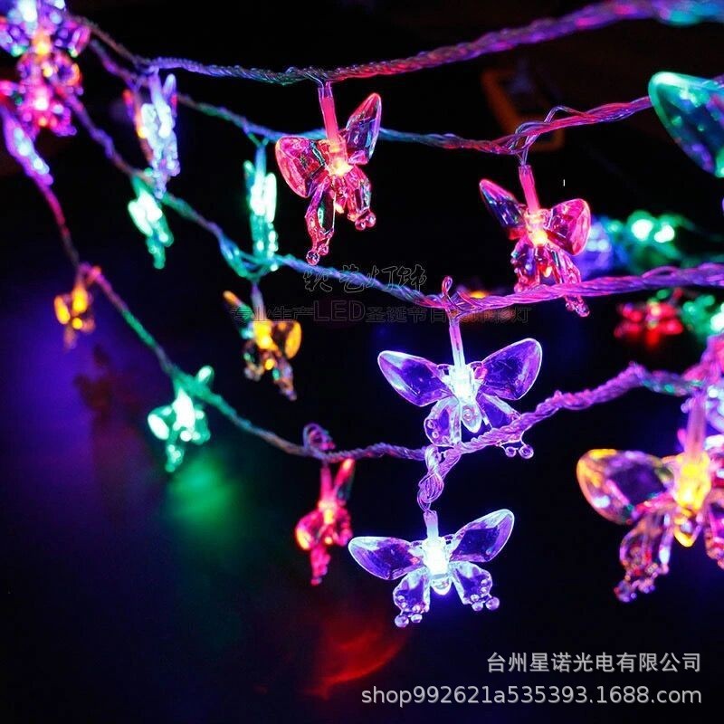 新しいロマンチックなLEDスターライト、ムーンライト、クリスタルボールライト、バタフライライトストリング、屋外キャンプテントの雰囲気装飾|undefined