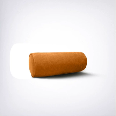 Italian Alcantara Suede Leather Headrest - alcantara-cylindrical-scientific-neck-pillow-non-porous-model-2969-orange