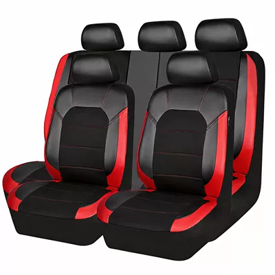 Russian Temu best-selling leather | Universal seat cover - mesh-black-and-red-full-nine-piece-set-for-the-vehicle