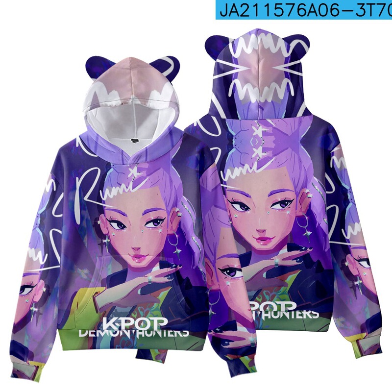 3D新品电影KPop Demon Hunters猎魔女团猫耳朵带帽卫衣成人儿童装|undefined