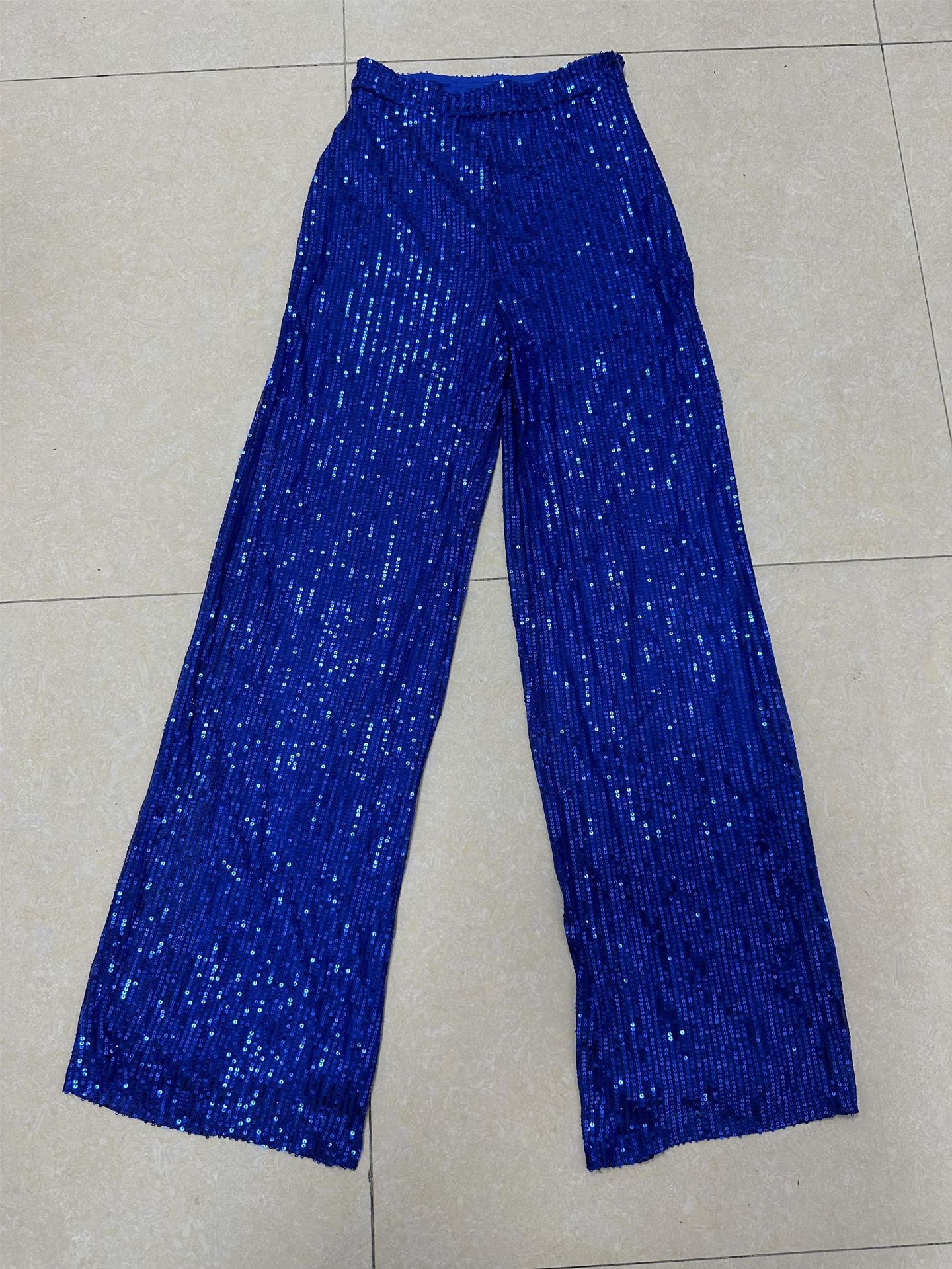 280g Weight Full Length Pants Length Spandex, Polyester Fabric Type High Waist Waist Line Casual Pants Pants Type High Elasticity Elasticity Party, Street Occasion Comfort Function Regular Fit Fit Type Solid Color Pattern Summer, Spring, Autumn Season Women's Gender Sequins Design Fashion Style Women's Party Street Fashion Solid Color Full Length Sequins Casual Pants 81