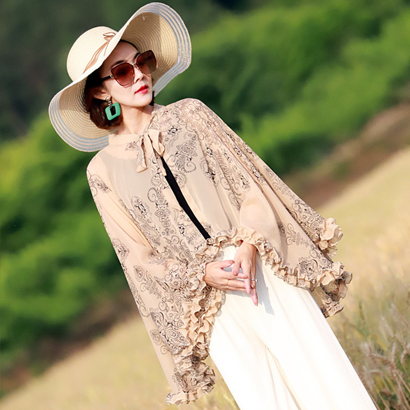 Shawl Open Cycling Sun Protection UV Scarf Women's Summer Thin Clothing Cloak Yarn Silk Scarf Cloak Sunshade Sun Protection Clothing