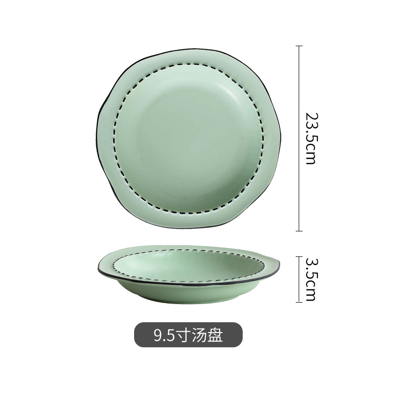 Estilo japonés vajilla de cerámica del hogar bajo vidriado color tazón plato de arroz mulanxi alto valor de color Tazón de fuente plato celebridad de Internet plato traje