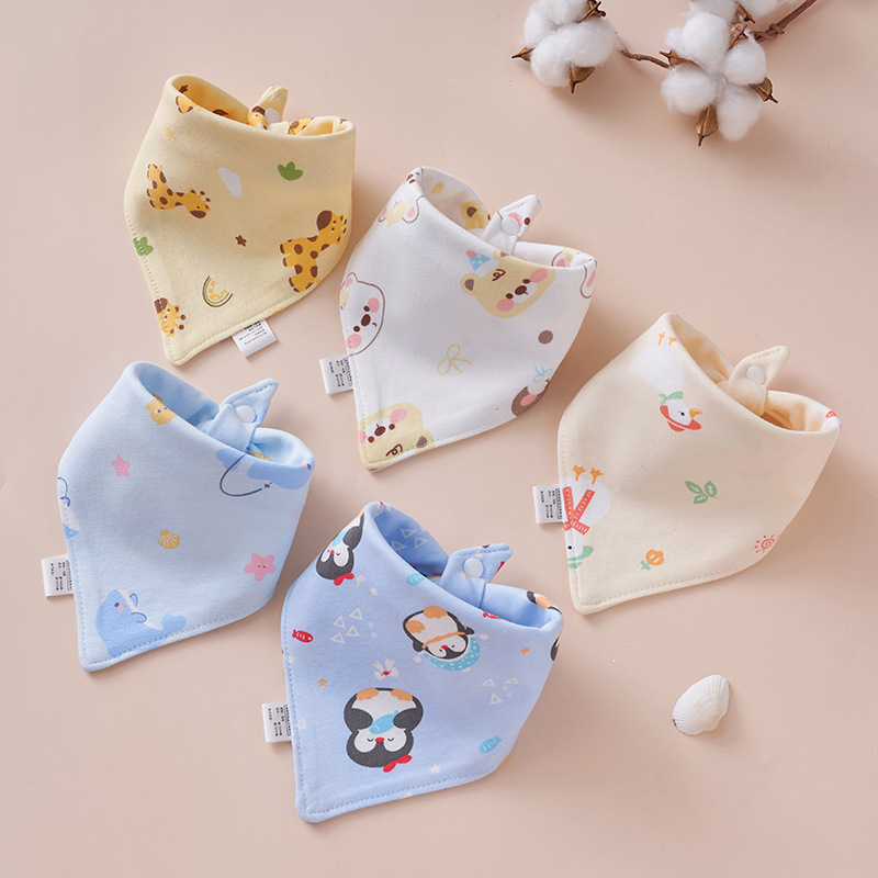 Male and Female Baby Feeding Towel Pure Cotton Breathable Bib Triangle Towel Newborn Infant Triangle Saliva Towel Bib