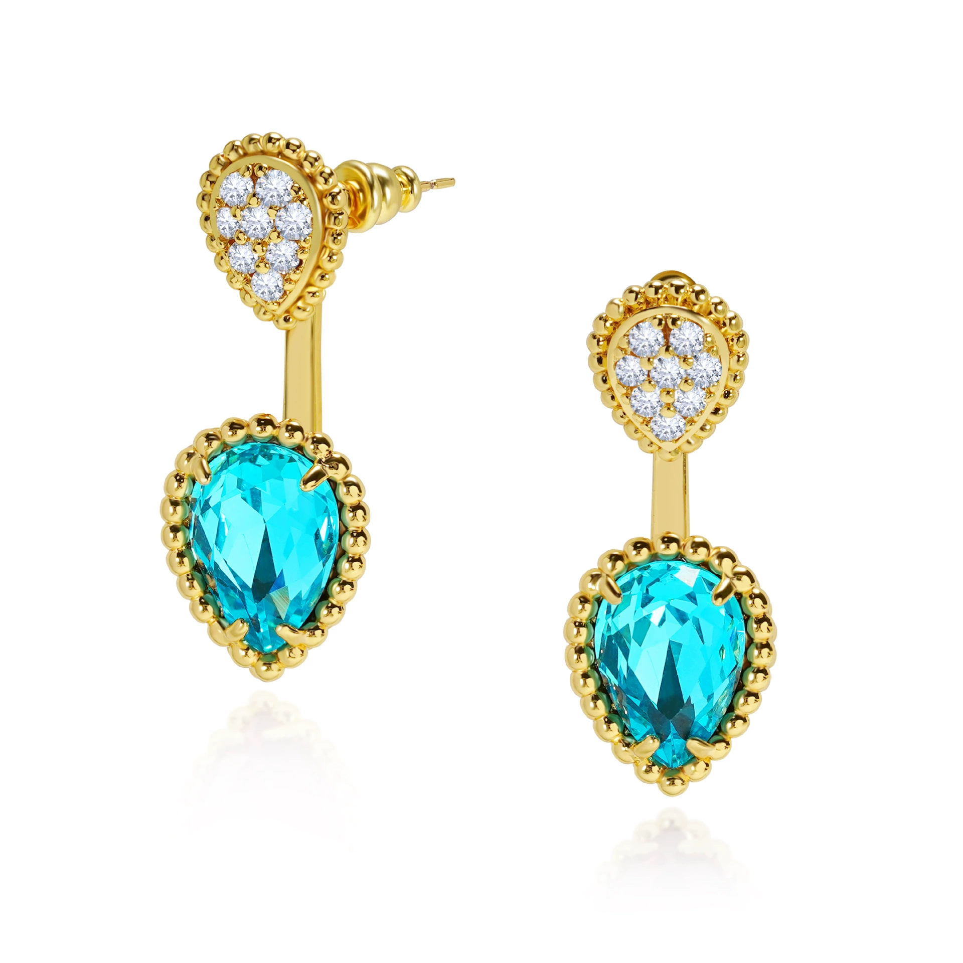 Multicoloured crystal earings drop-shaped, earrings, diamond encrusted