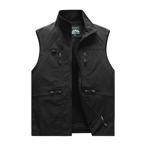 M-6XL Spring, Summer, Autumn Waistcoat Men's Casual Stand Collar Multi-pocket Workwear Outdoor Photography Fishing Coat