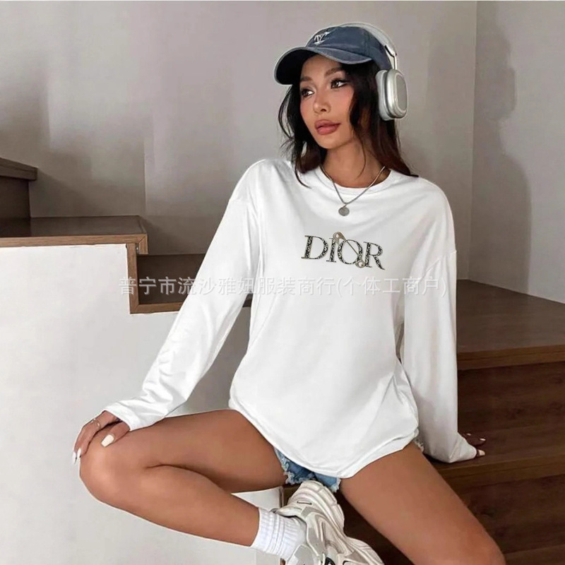 100% Pure Cotton Long-Sleeved T-Shirt, New Autumn Style, Stylish and Trendy, Niche Letter Print, Versatile Top for Work and Leisure 100% Pure Cotton Long-Sleeved T-Shirt, New Autumn Style, Stylish and Trendy, Niche Letter Print, Versatile Top for Work and Leisure