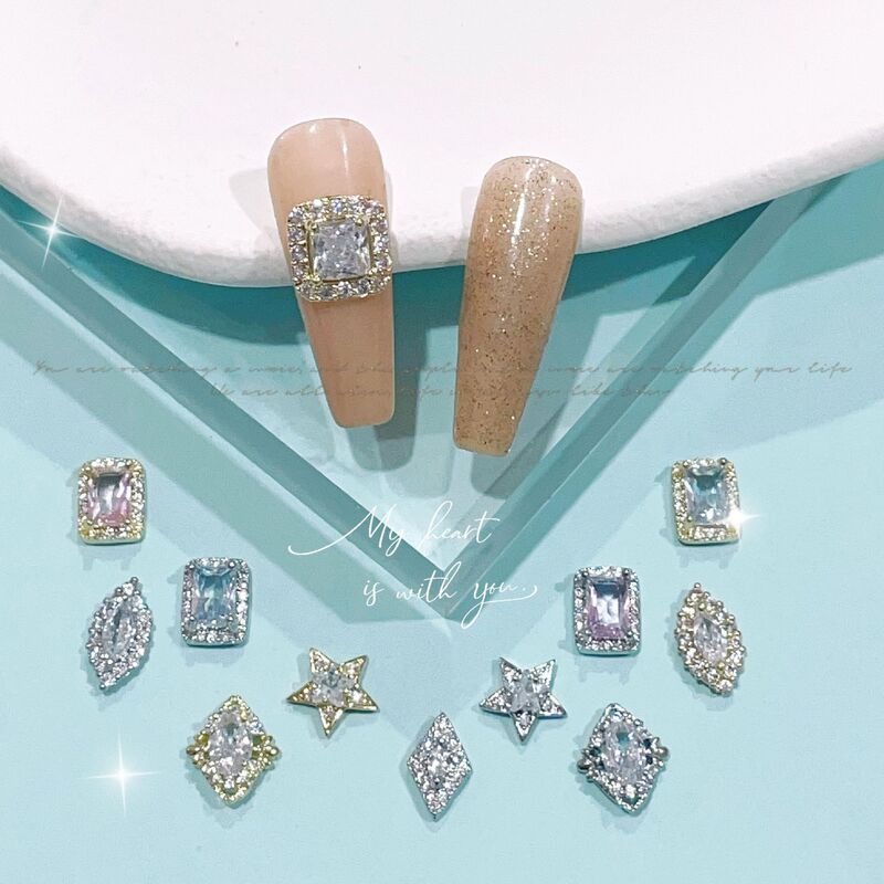 Buccellati Internet Celebrity Starburst Nail Geometric Alloy DIY Wearable Nail Stickers Nail Art Accessories Crystal