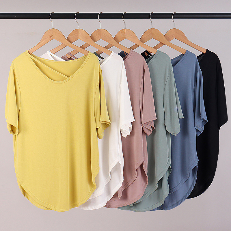 Loose Yoga T-Shirt Women's Cover-Up Sports Short-Sleeved Thin Breathable Sweat-Wicking Top Running Casual Fitness Wear Comfortable