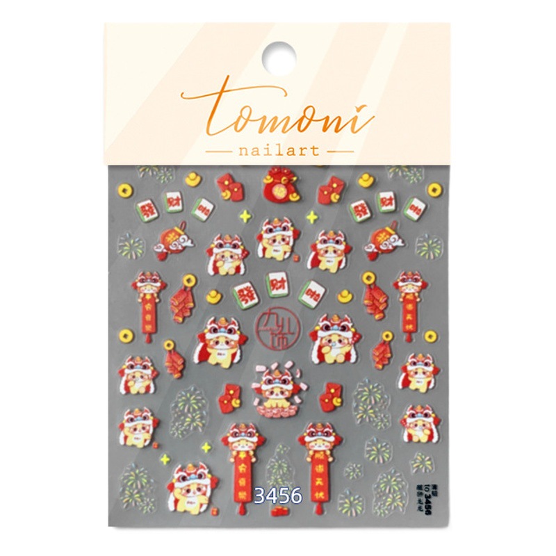 Tomoni fino resistente uñas pegatinas populares vintage uñas pegatinas fábrica al por mayor japonés suerte poco leche dragón 3456