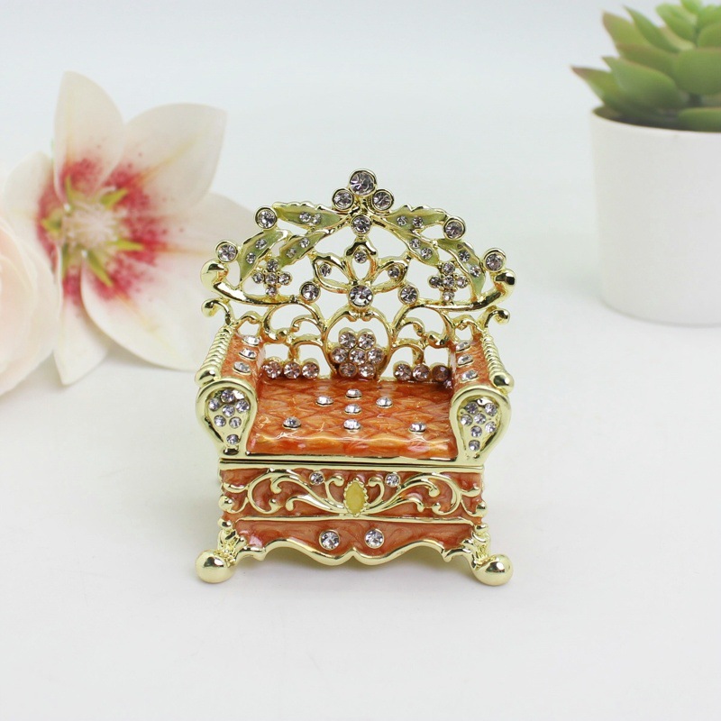 Foreign Trade Supply European and American Fashion Alloy Jewelry Box Princess Chair Decorative Box Enamel Small Jewelry Sofa Small Ornaments