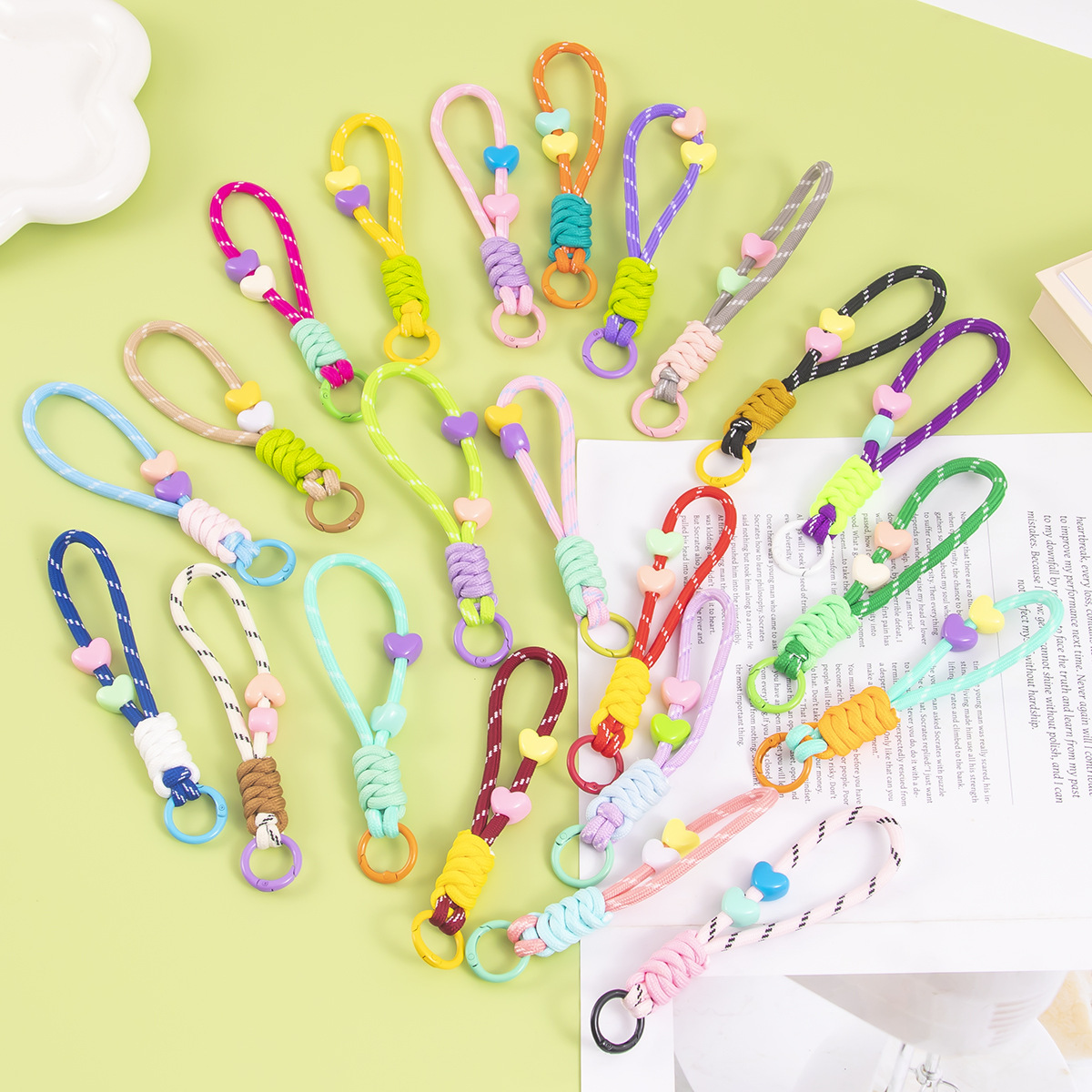 Ready-Made Colorful Knotted Keychain Lanyard DIY Creative Woven Short Style Detachable Anti-Lost Strap for Phone and Bag