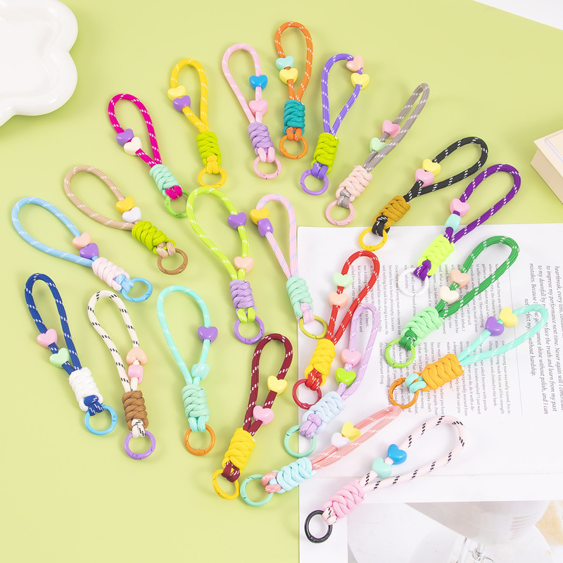 Ready-Made Colorful Knotted Keychain Lanyard DIY Creative Woven Short Style Detachable Anti-Lost Strap for Phone and Bag Ready-Made Colorful Knotted Keychain Lanyard DIY Creative Woven Short Style Detachable Anti-Lost Strap for Phone and Bag