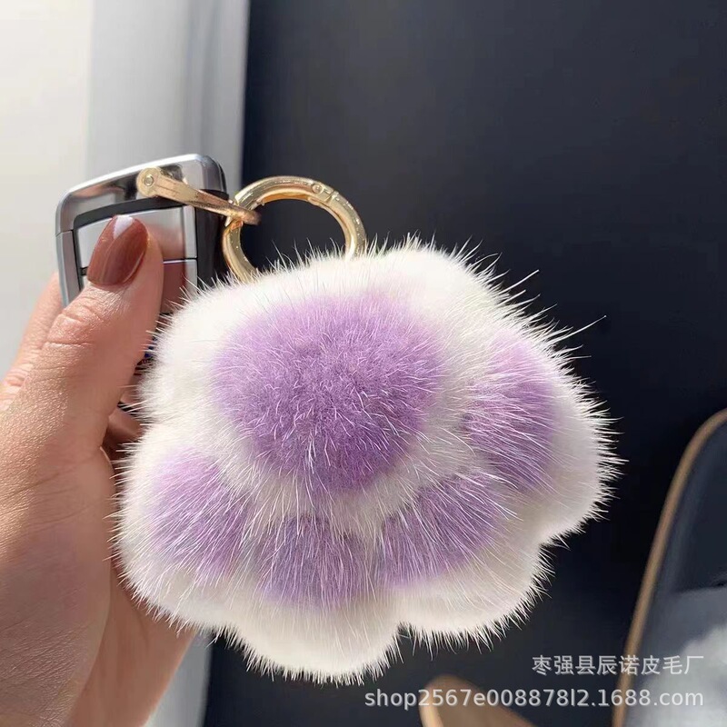 猫爪毛绒挂件仿真獭兔毛猫爪包挂件创意车钥匙扣情侣书包挂饰玩偶|undefined