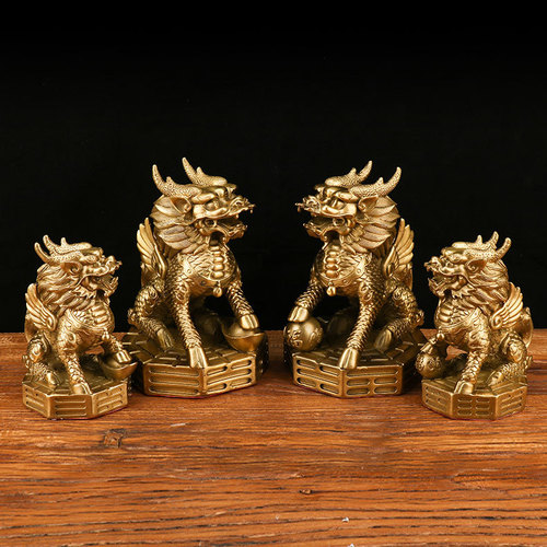 Copper unicorn ornaments wholesale copper Bagua wealth unicorn copper scroll unicorn a pair of Bagua unicorn