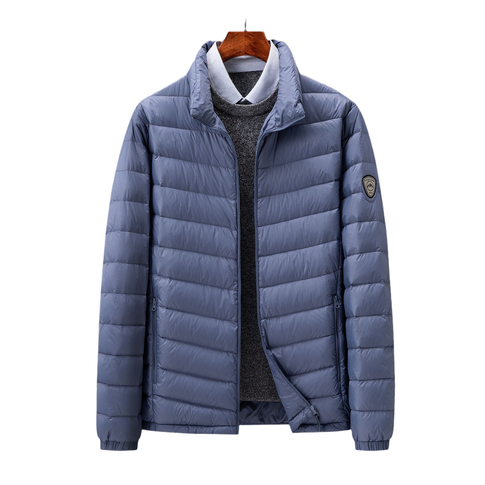 Autumn winter new men's combined jacket, business casual white duck stand up collar, lightweight and warm down outer_voghion.com