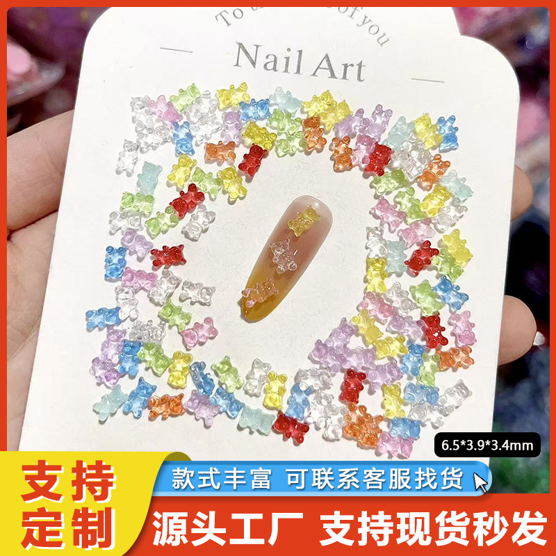 Transparent Colorful Flats Bottom Ice Bear Resin Nail Art Jewelry DIY Accessories Earrings Necklace Bracelet Acrylic Jewelry