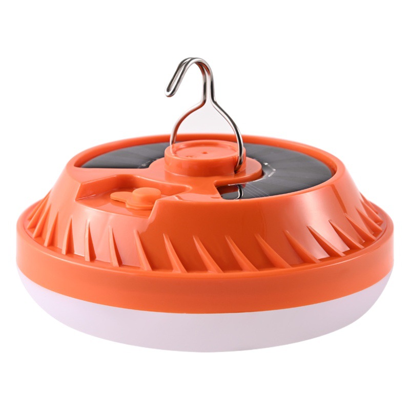 Luz de carga solar, luz de camping, luz para puesto de comida, luz de emergencia para cortes de energía, luz LED UFO con gancho, bombilla de iluminación de emergencia