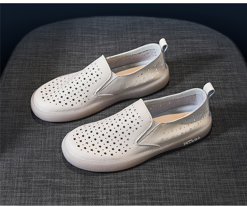 Giày sneaker nữ lưới thoáng khí đế bệt dáng thể thao — Màu be A68 chi tiết 23